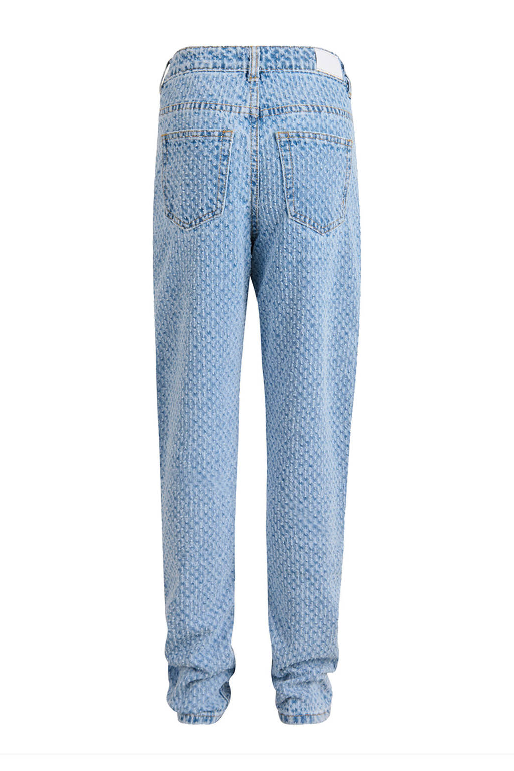 Shoeby high waist straight leg jeans met all over print light blue denim bleached