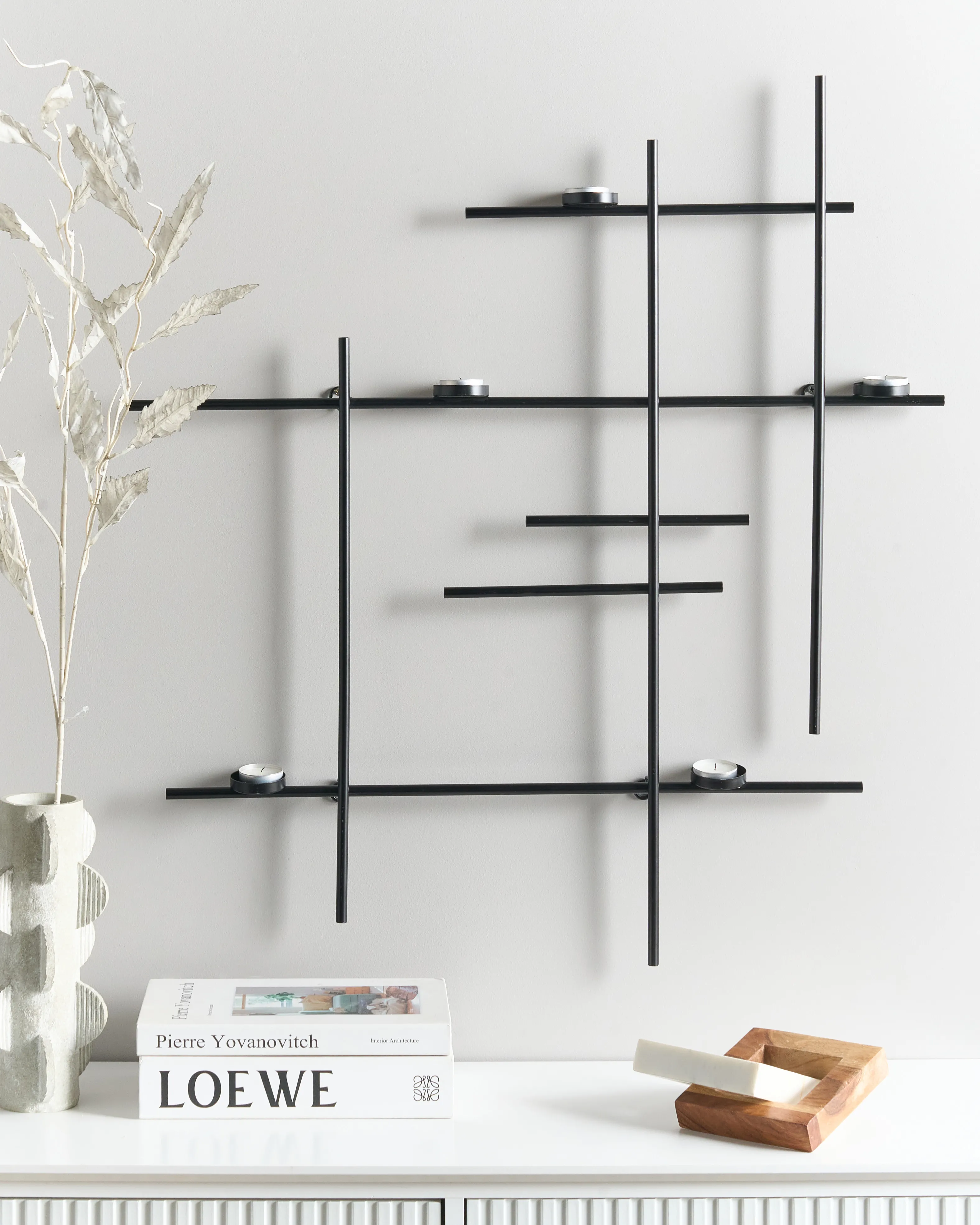 Wandkandelaar PORTO 74 cm Zwart