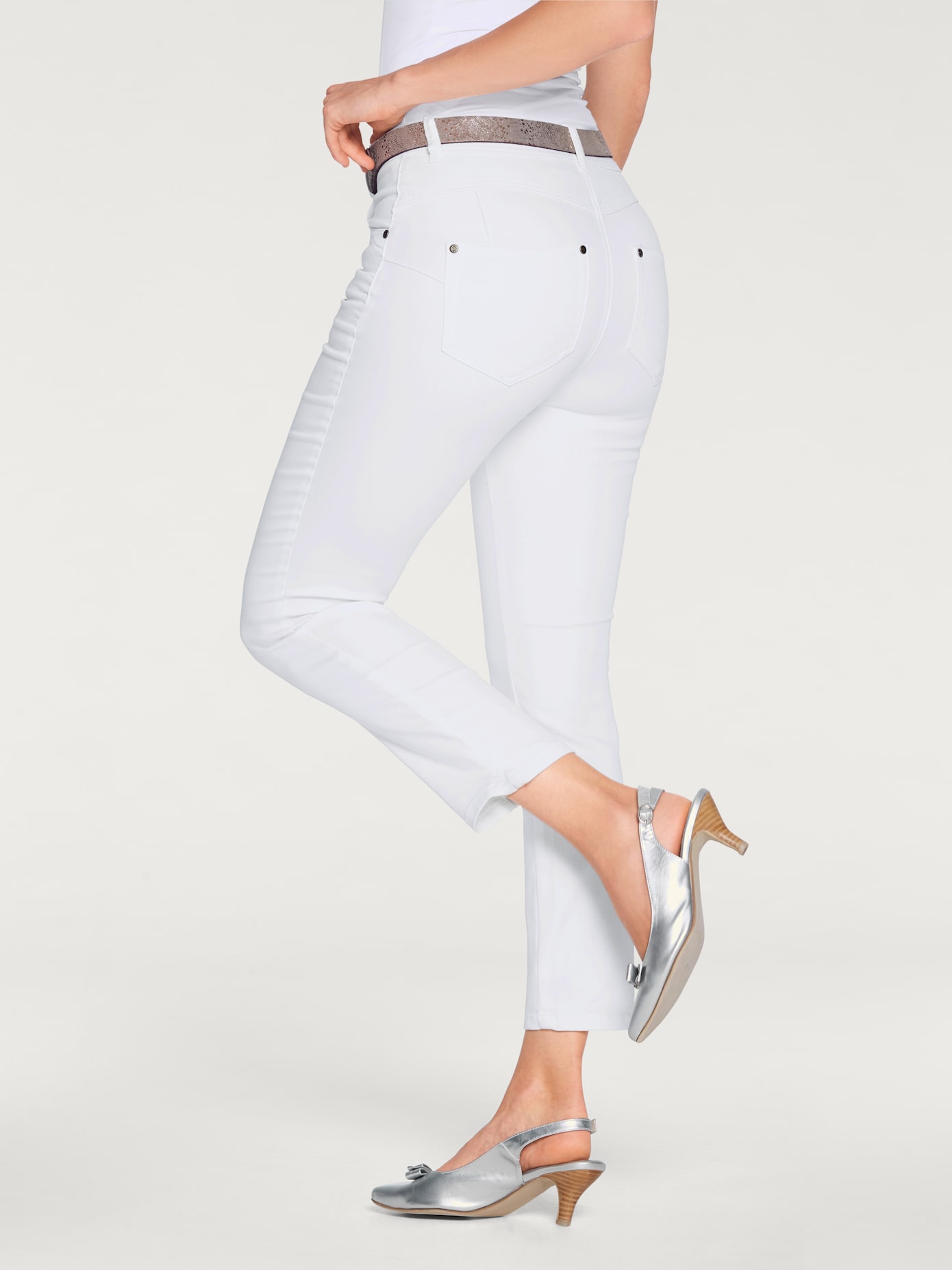 Jeans effet ventre plat longueur 7/8