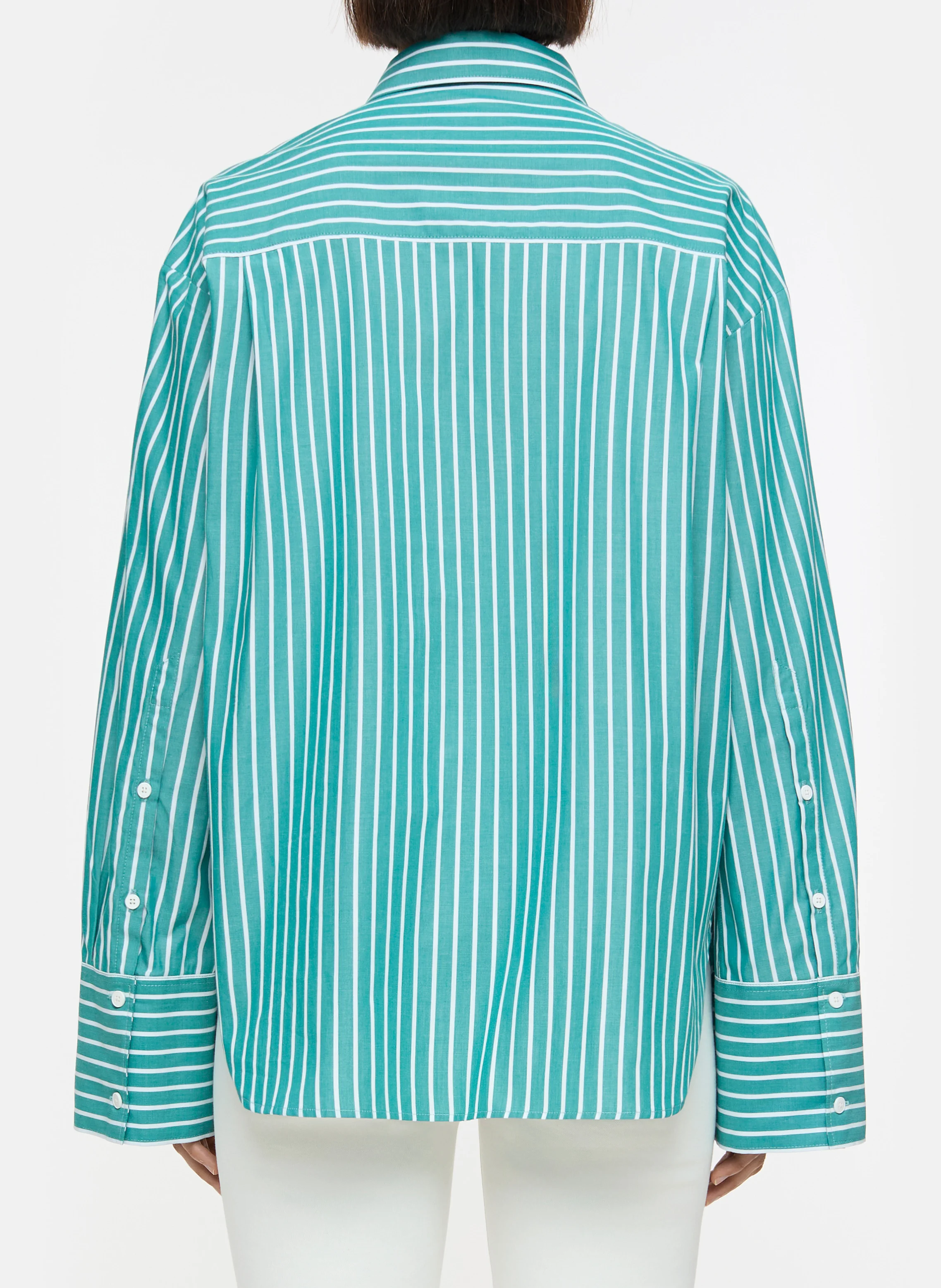 Chemise ample rayée en coton bio | Vert