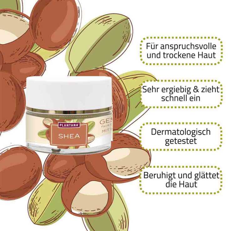 Plantana Shea Gesichtscreme Hyaluron & Vitamin-E, 50 ml
