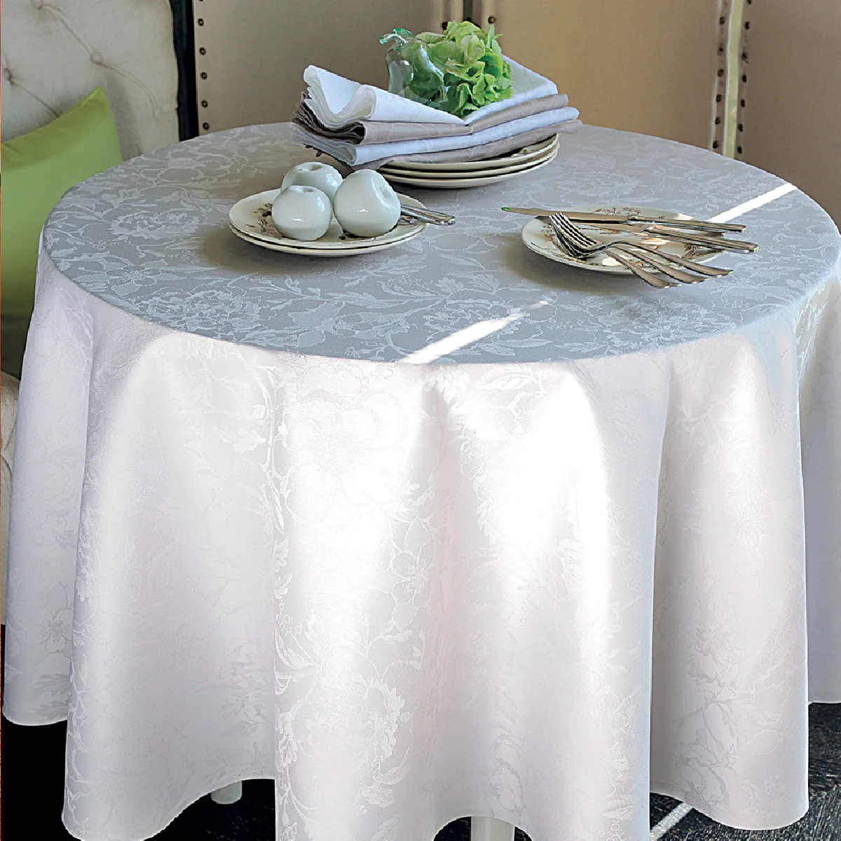 Nappe pur coton beige 180X300 Garnier Thiebaut
