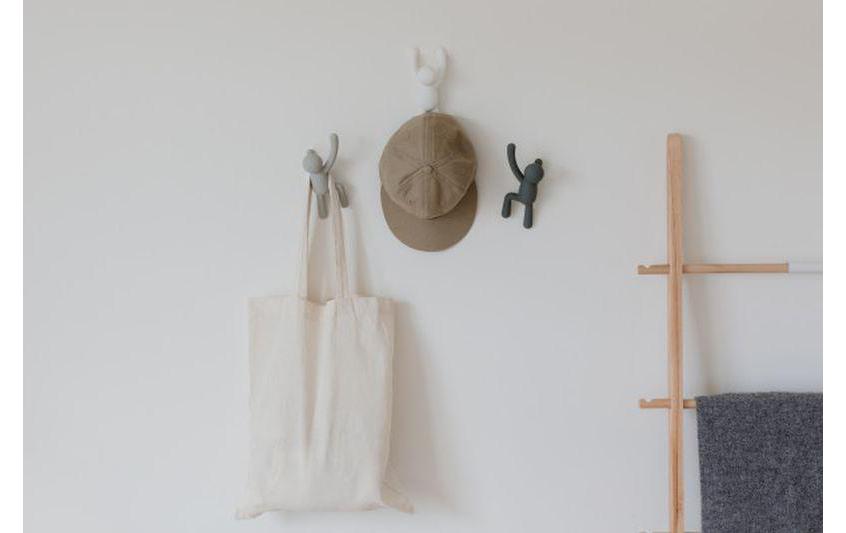 Wandhaken Buddy Weiss/Grautöne, KunststoffWand-Kleiderhaken
