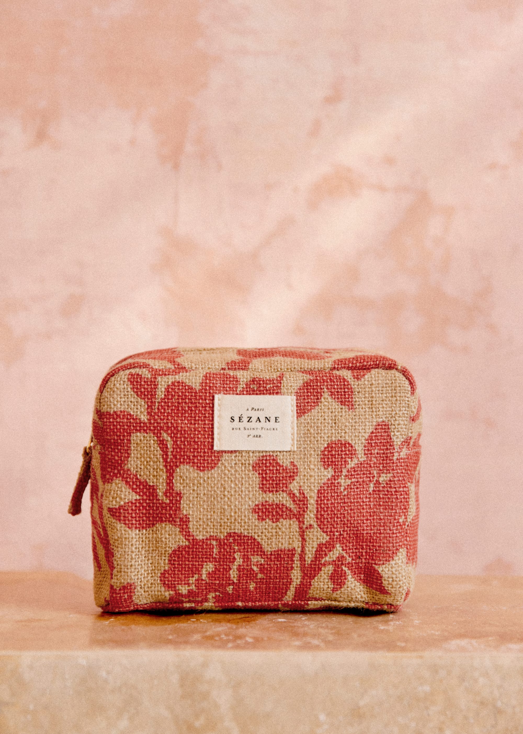 Trousse de Toilette Jute - Fleurs des jardins rouge - SACS/NEW SACS Nos Paniers 5906416