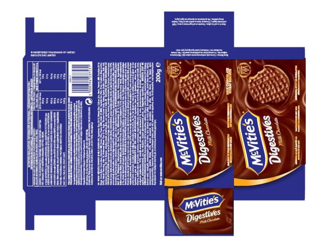 BOLACHAS DIGESTIVAS MCVITIE'S CHOCOLATE LEITE 200 G