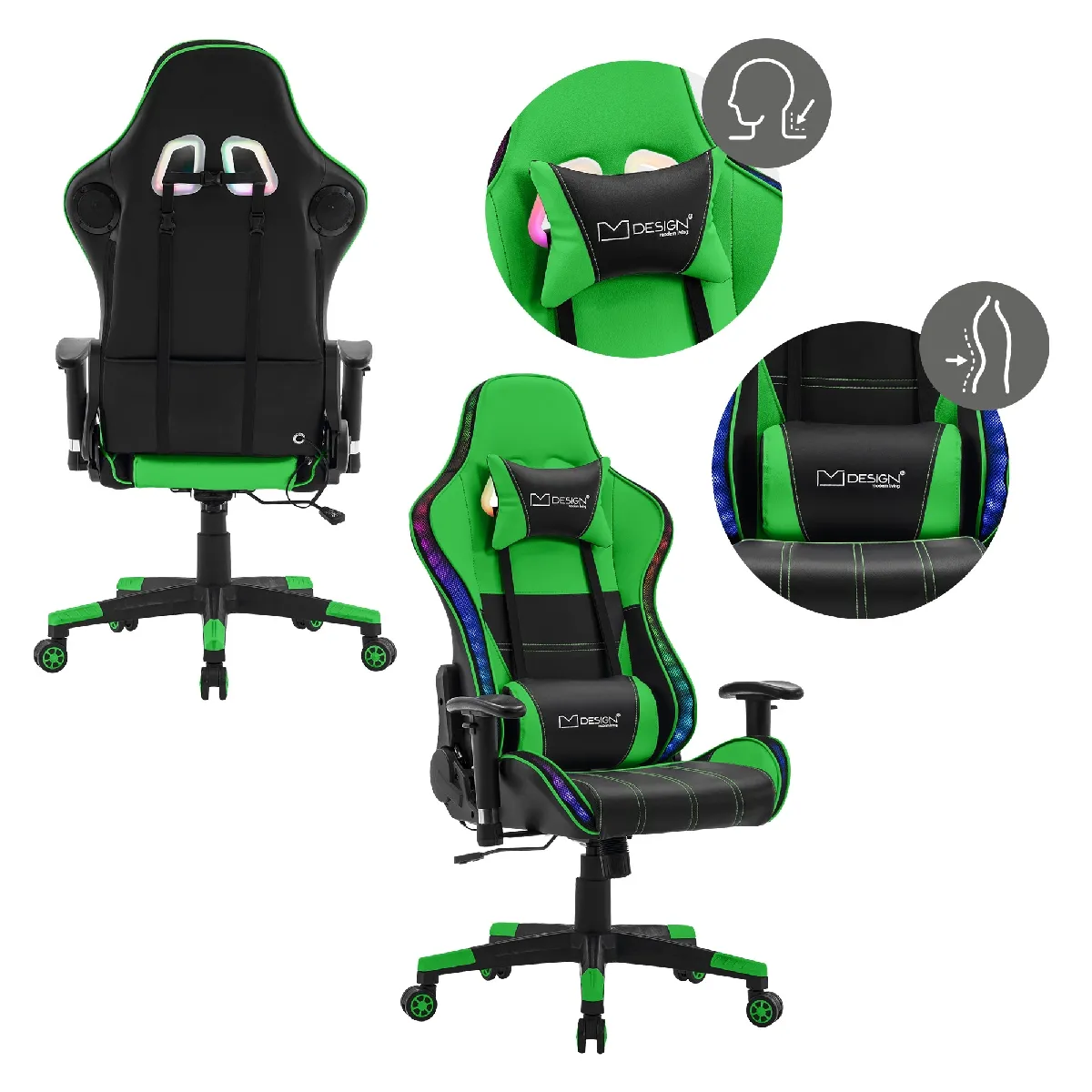ML DESIGN MODERN LIVING ML Design Chaise de jeu LED Vert