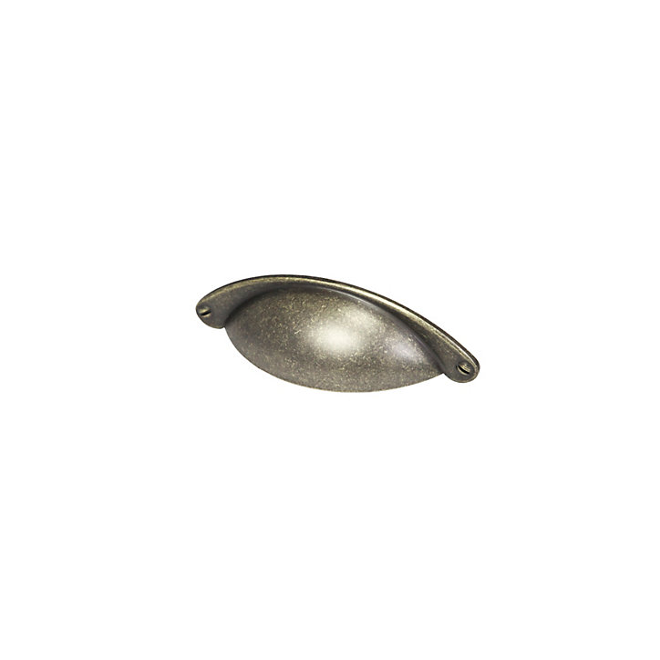 Poignée de meuble demi-ronde Rohan effet laiton antique satin doré l.104mm x l.30mm x H. 26mm entraxe 64mm