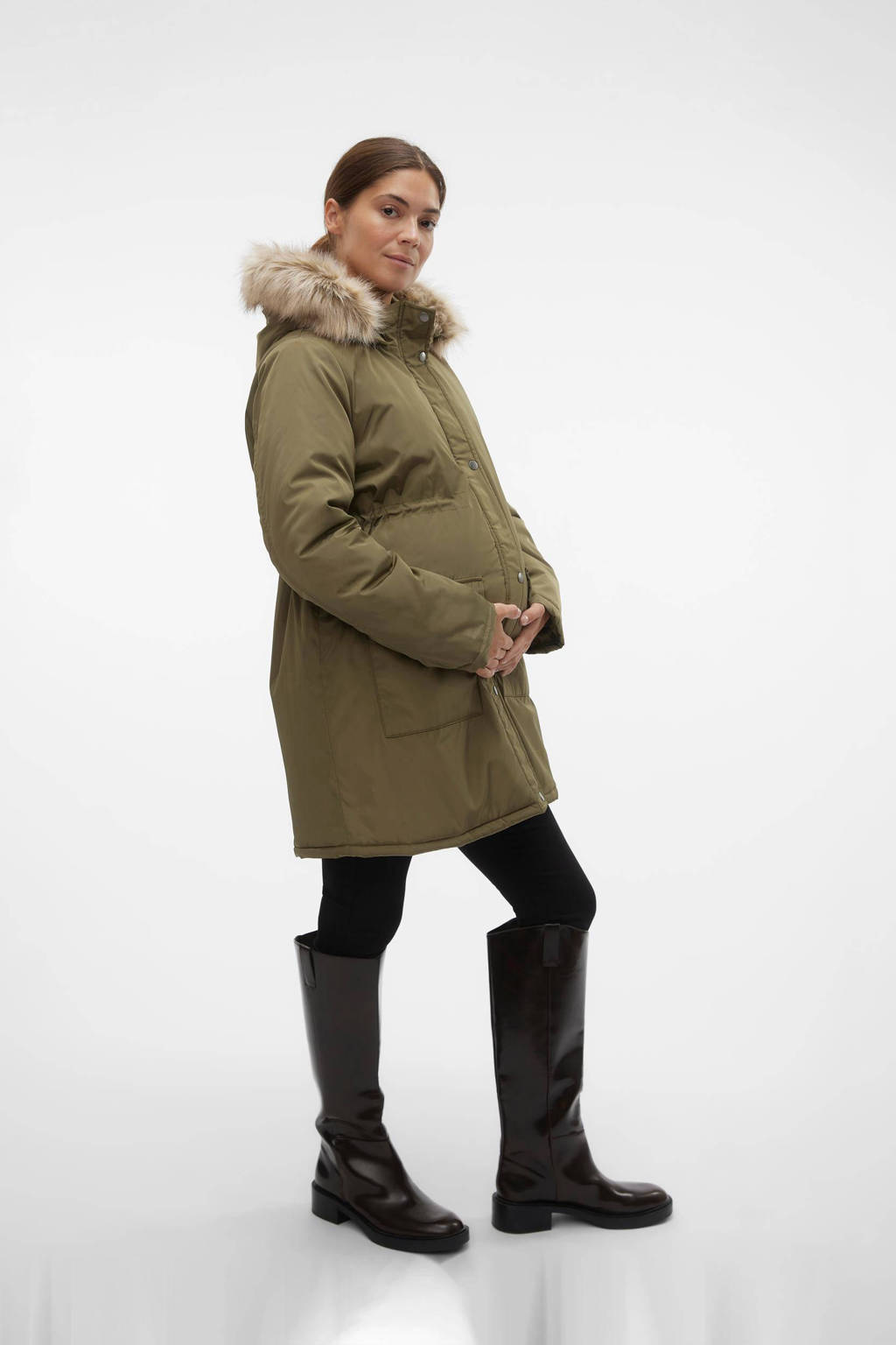 MAMALICIOUS jas MLNEWMACY van polyester olijfgroen