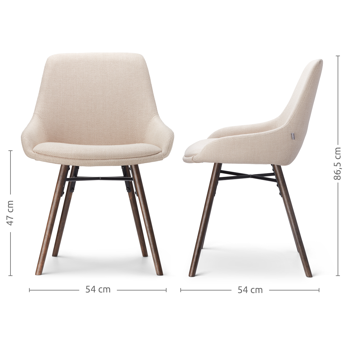 Eetkamerstoel Nena-Isa beige - walnoten onderstel