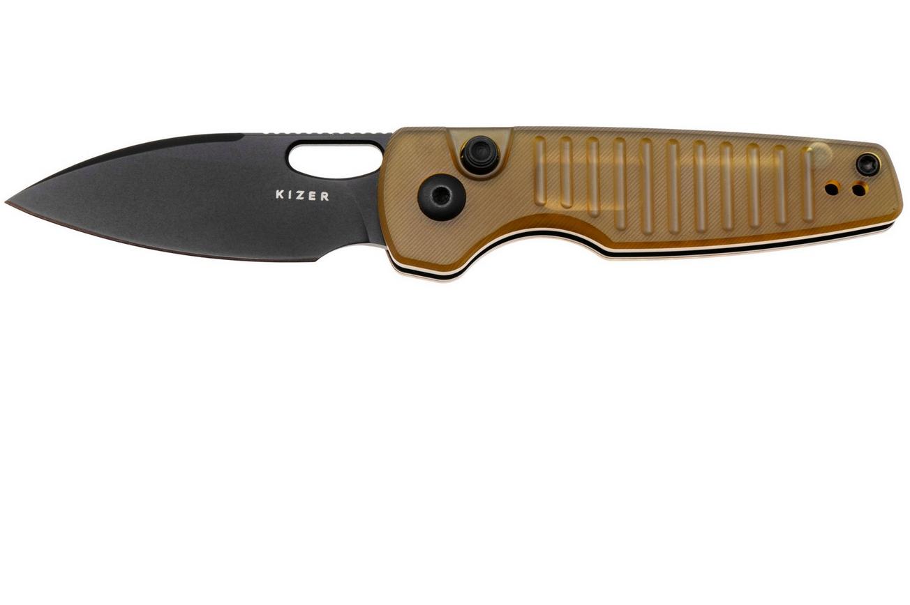 Kizer Parakeet V2706A1 Black PVD Nitro-V, Yellow PEI, zakmes, Johan Jordaan design