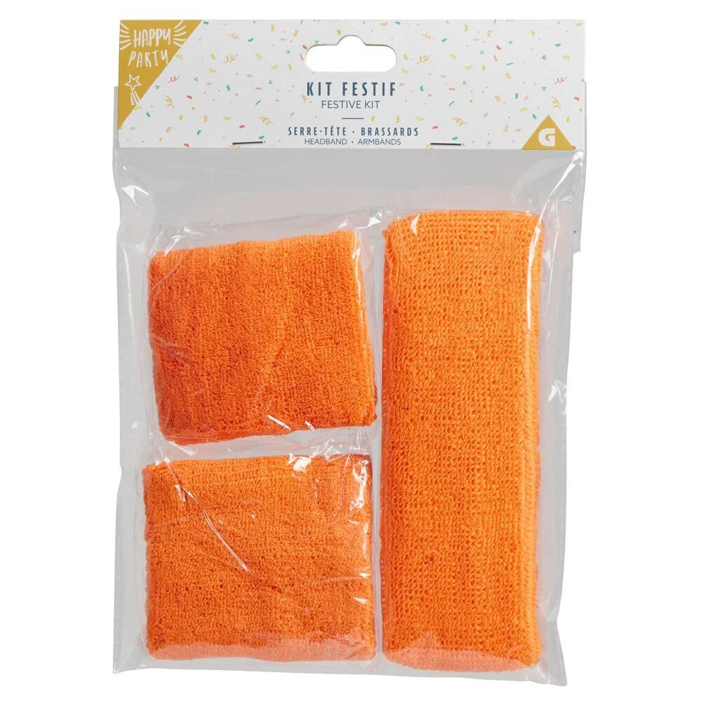 Kit festif 2 bandeaux de poignet et 1 de tête - 4 coloris