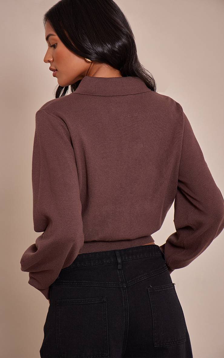 Marron Cardigan Long En Maille Compacte À Boutons Recouverts