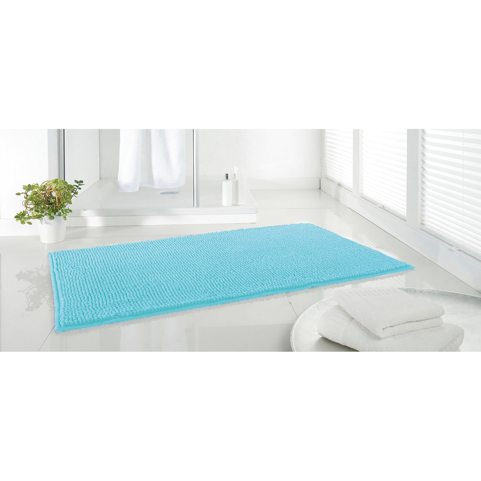 Badeteppich Chenille hellblau 60 x 90 cm
