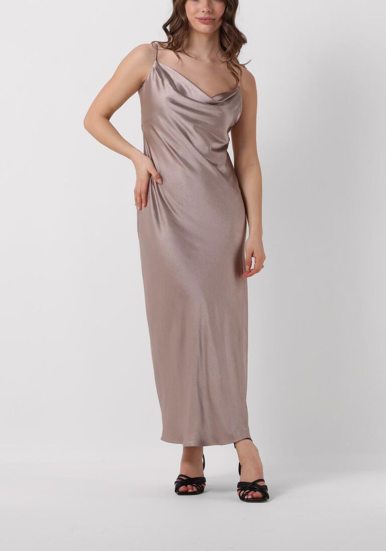 taupe notre-v maxi jurk satin strap dress