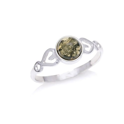 Bague argent ambre verte - taille 54 mm