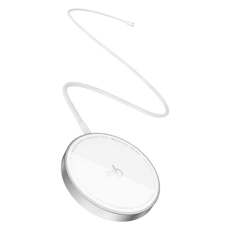 (1.5m) 15W Simple Mini4 USB C auf MagSafe Ladegerät Magnetischer Qi2 Wireless Charger - Silber