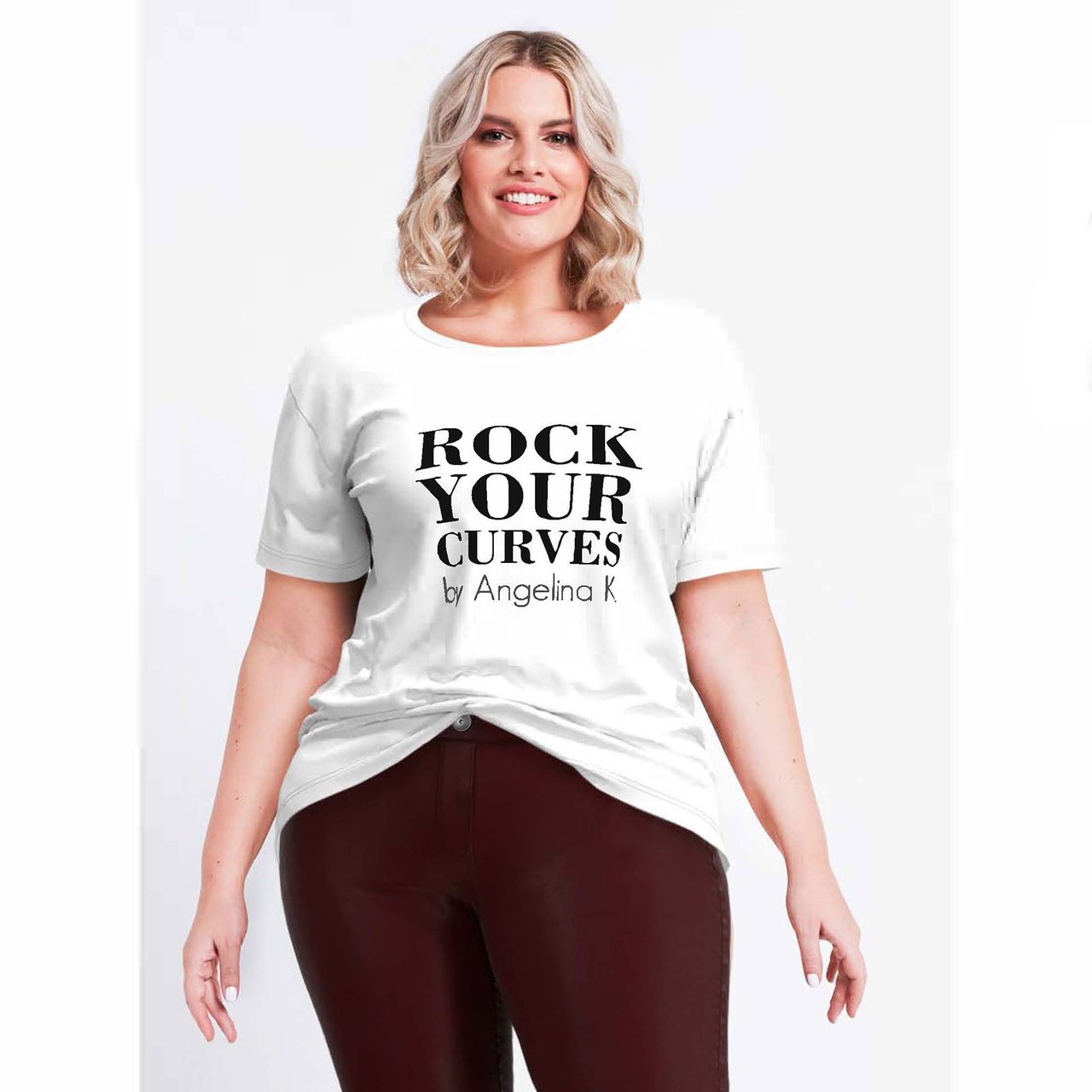 ANGELINIA KIRSCH Curvy Damen T-Shirt White, 48