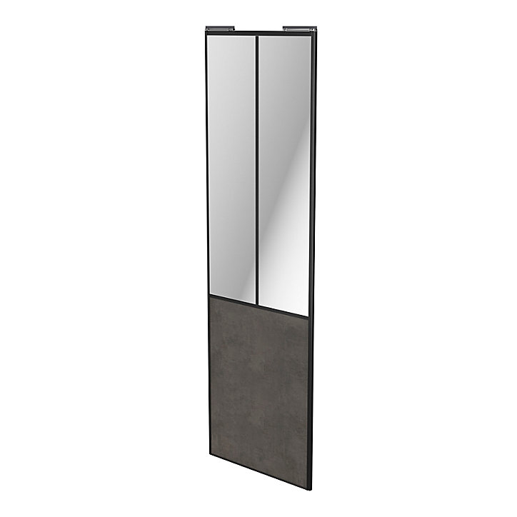 Porte de placard coulissante atelier gris antique profil noir GoodHome Arius H. 248,5 x L. 76.2 cm + amortisseurs