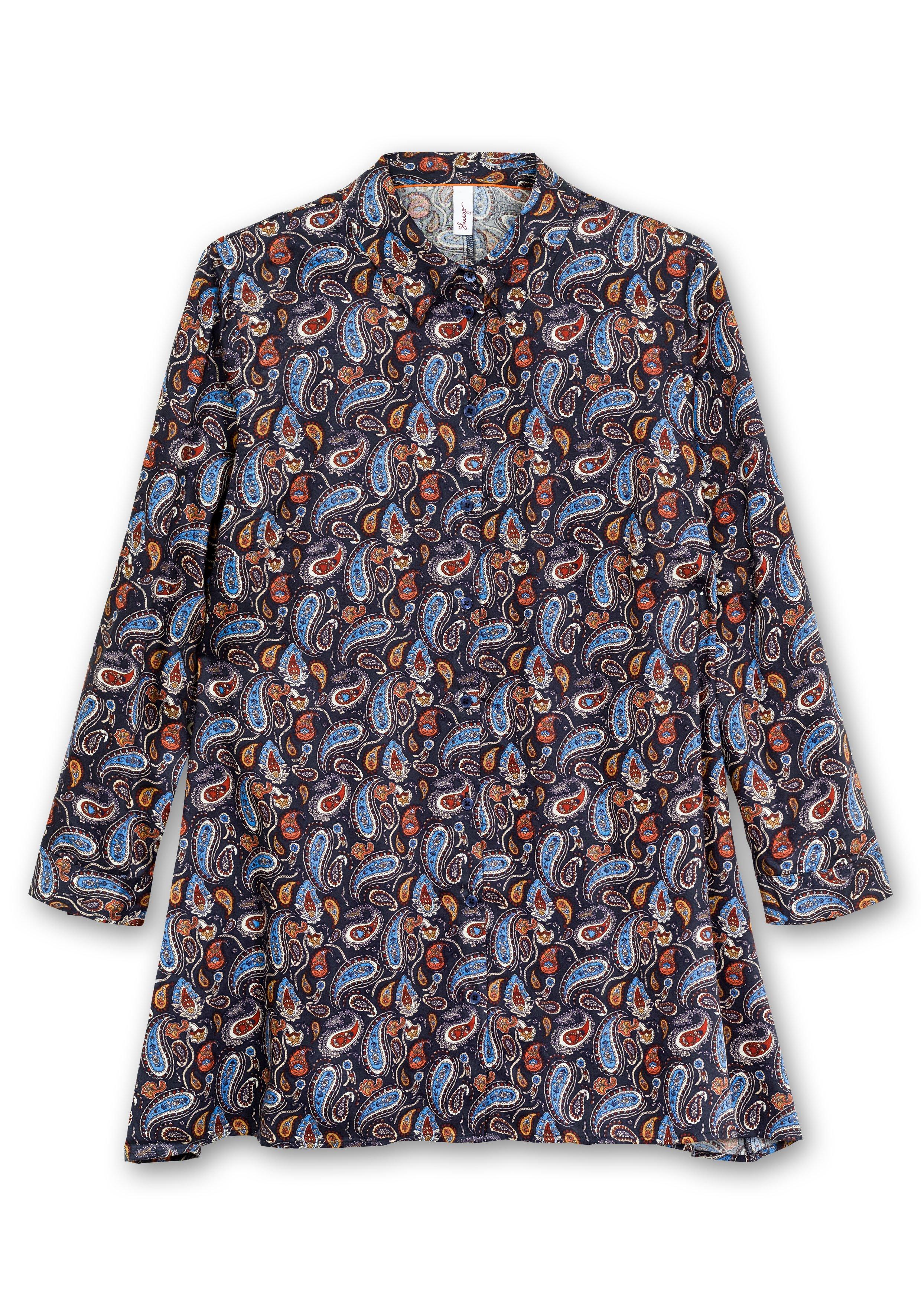 Longbluse in Zipfelform, mit Paisleymuster
