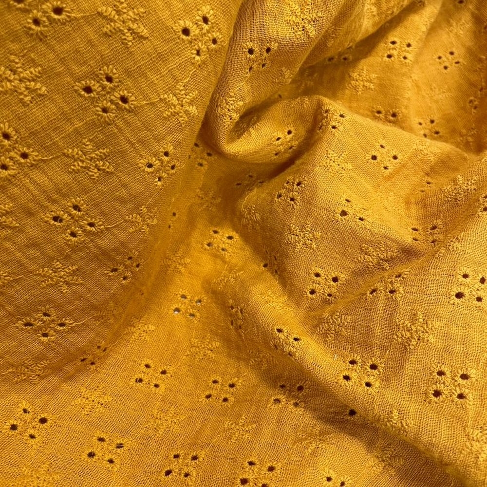Foulchie Gaze Dentelle Ocre