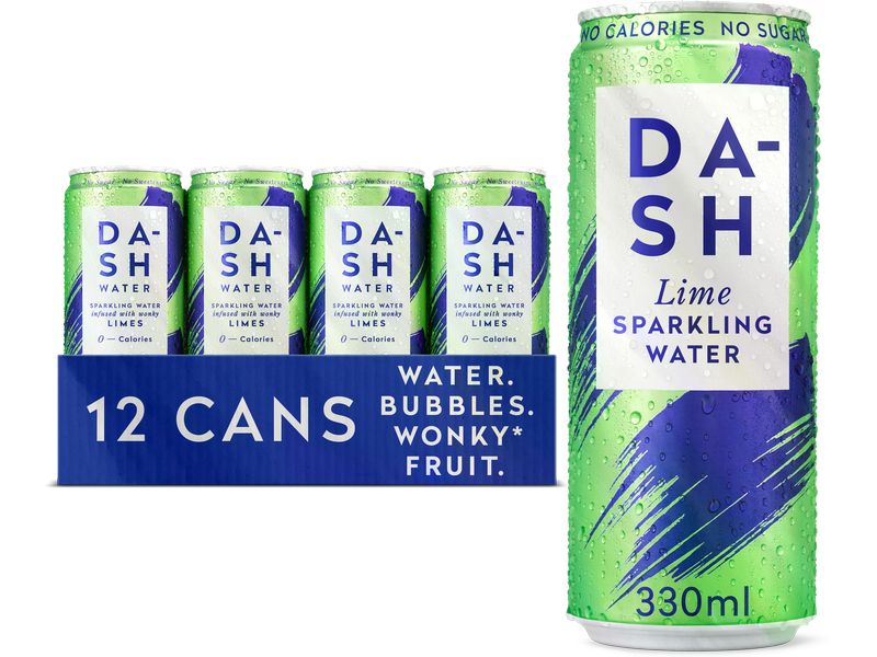 Dash Water Sparkling Lime 12 x 0.33 l Kohlensäurehaltiges Erfrischungsgetränk mit Limettengeschmack