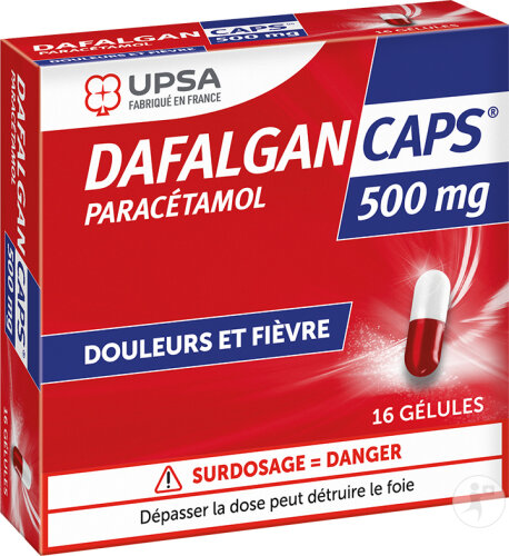 UPSA Dafalgan Caps 500mg Douleurs Et Fièvre 16 Gélules
