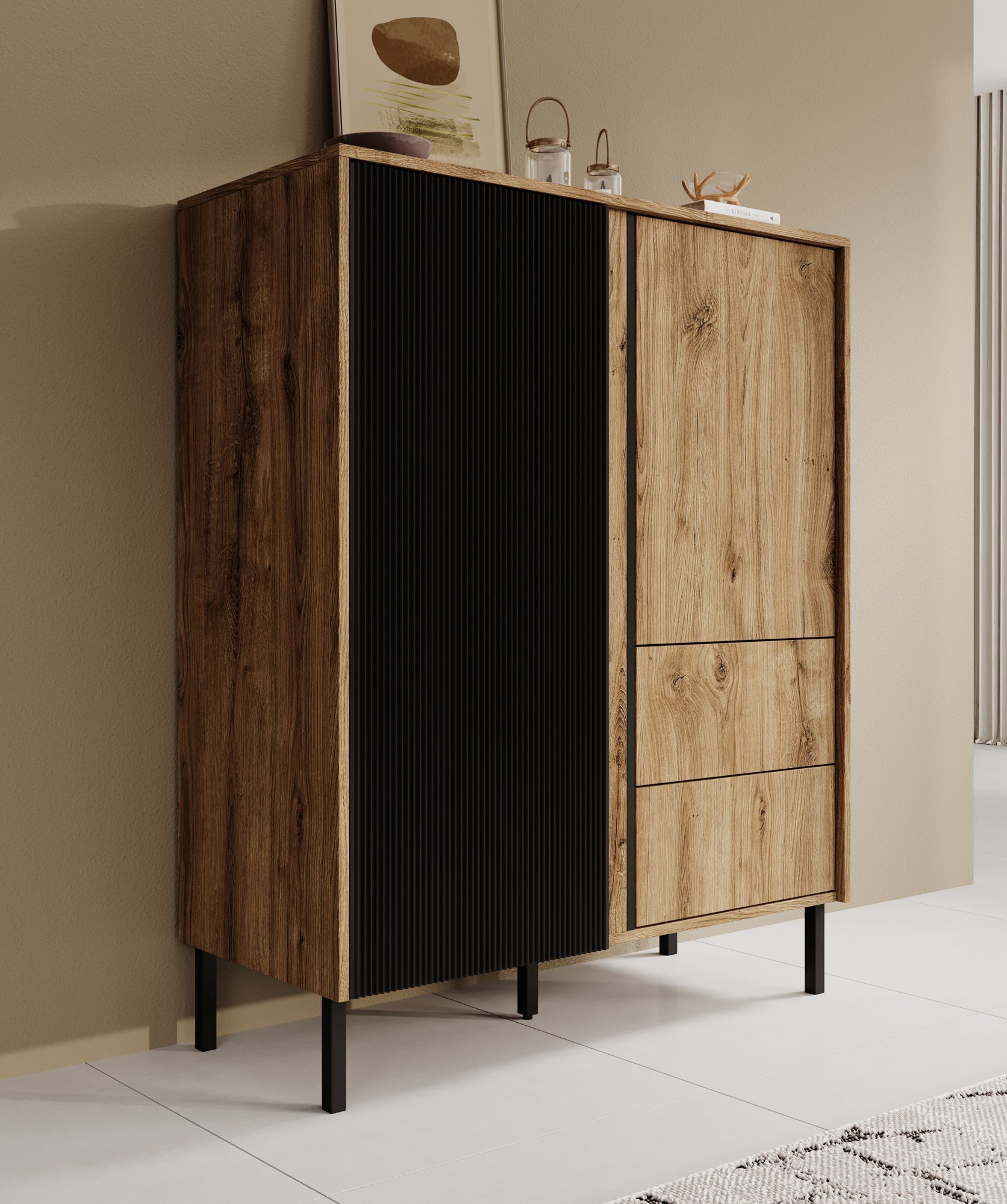 Meubella - Dressoir Margareth - Eiken - 100 cm - Hoog