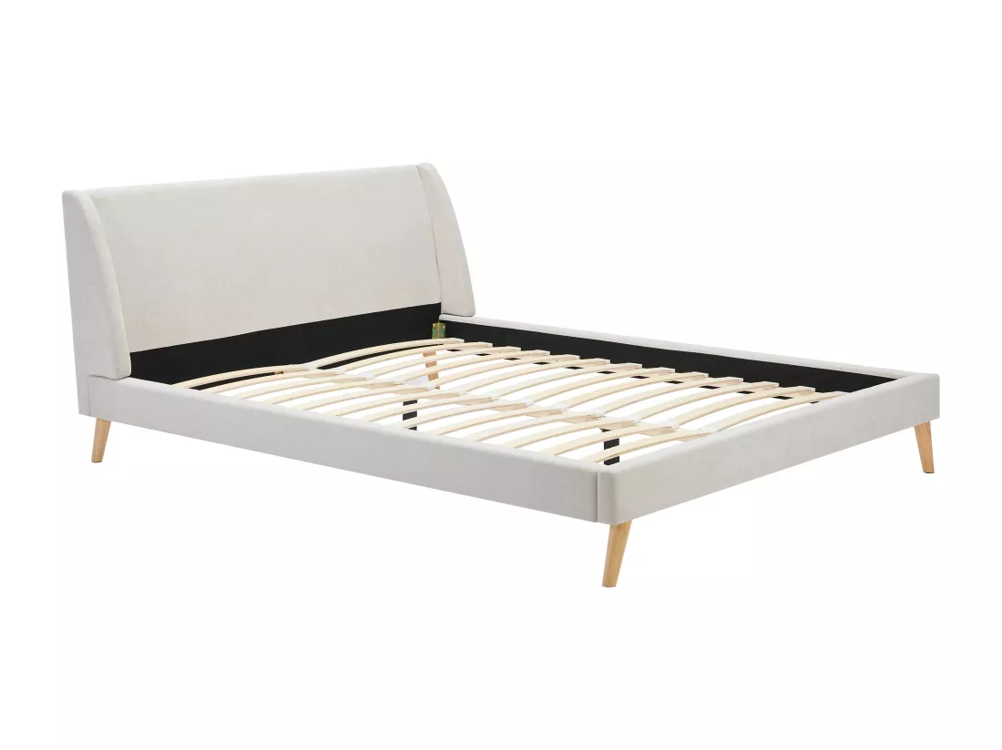 Lit scandinave 180 x 200 cm - Tissu - Beige - BENEDICTE