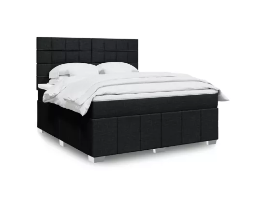 Sommier à lattes de lit avec matelas Noir 180x200 cm Tissu