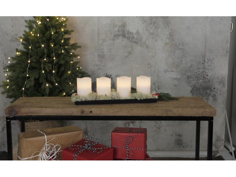Star Trading LED-Kerzen Set Pillar May Ø 7.5 x 12.5 cm, Wei Kerzen aus Echtwachs mit LED Leuchte