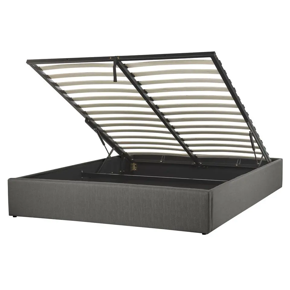 DINAN - Tweepersoonsbed - Grijs - 160 x 200 cm - Polyester