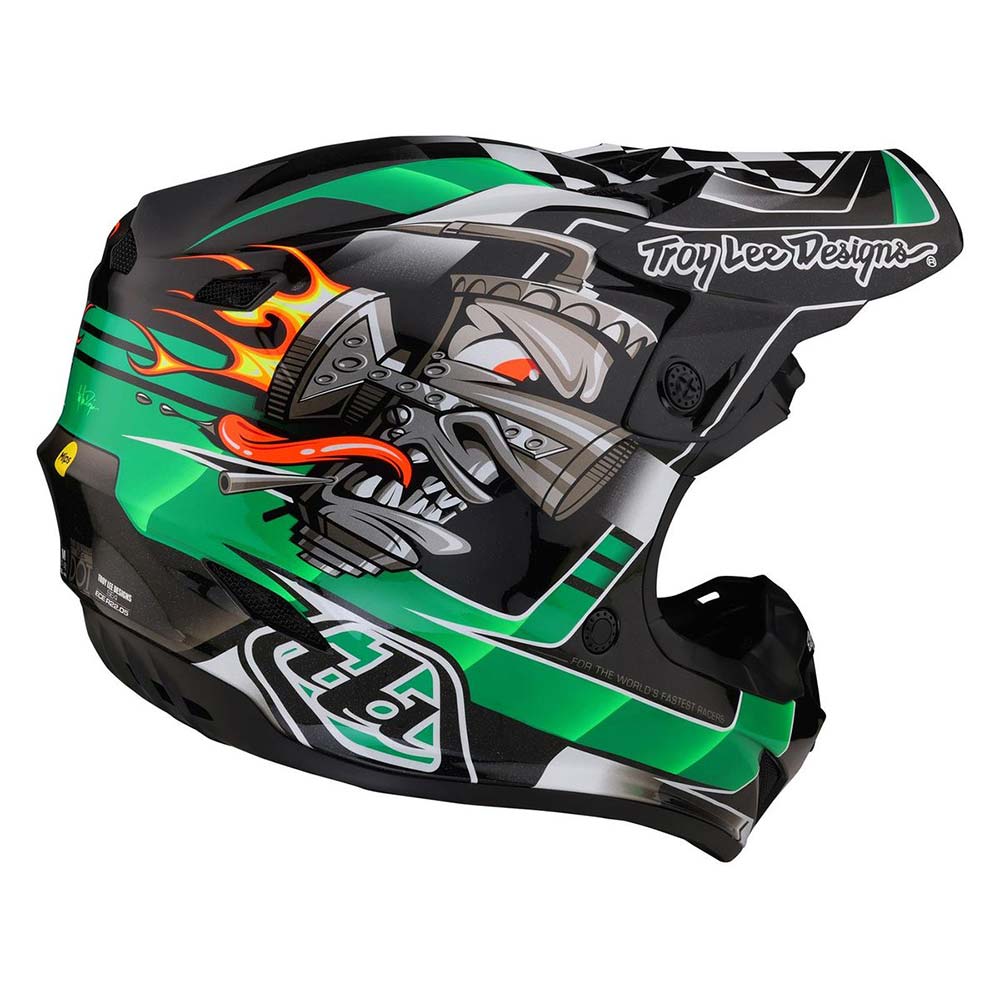 Troy Lee Designs - Casque SE4 Polyacrylite Carb Noir / Vert / Gris