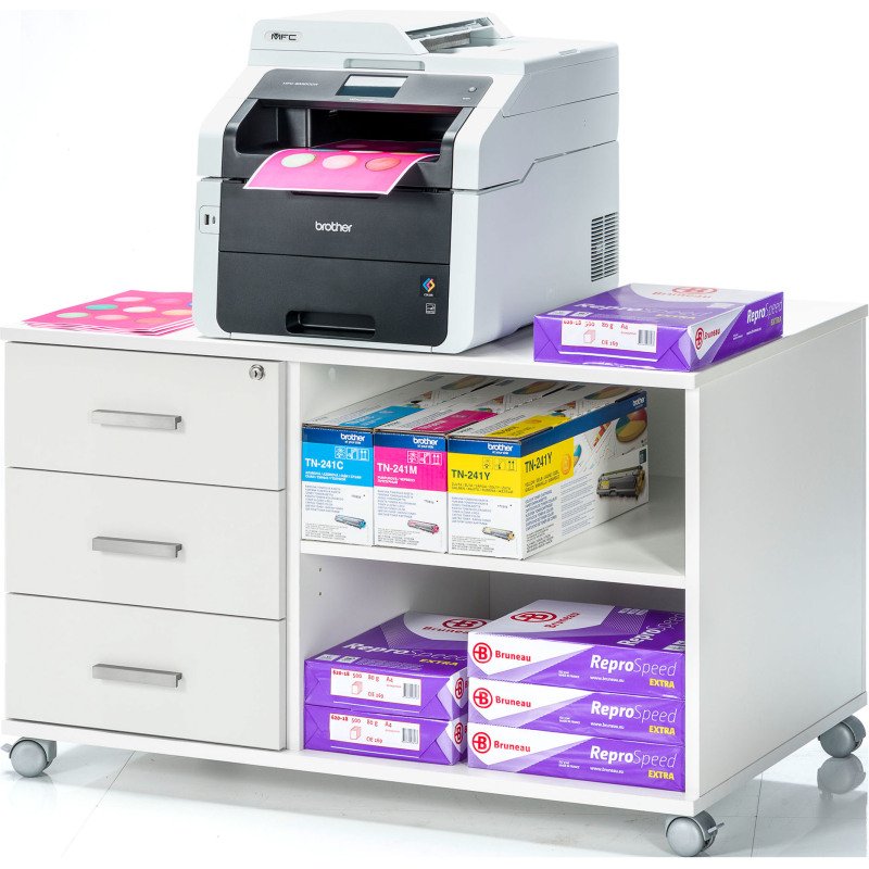 Console mobile Intuitiv' L100 cm 3 tiroirs blanc - blanc