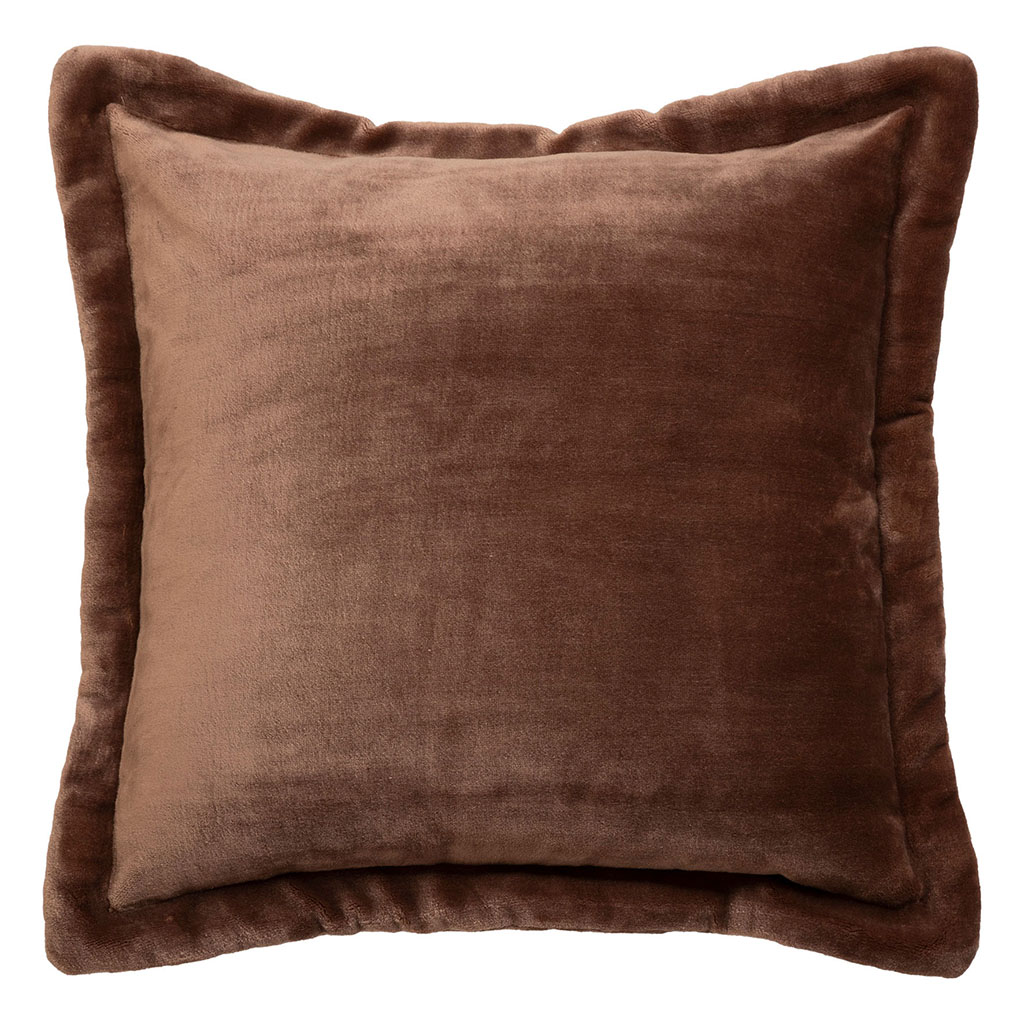 Coussin Cuddly velours marron 53x53cm