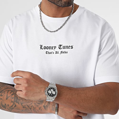 Tee Shirt Oversize Large Tweety Graffiti Grey Blanc
