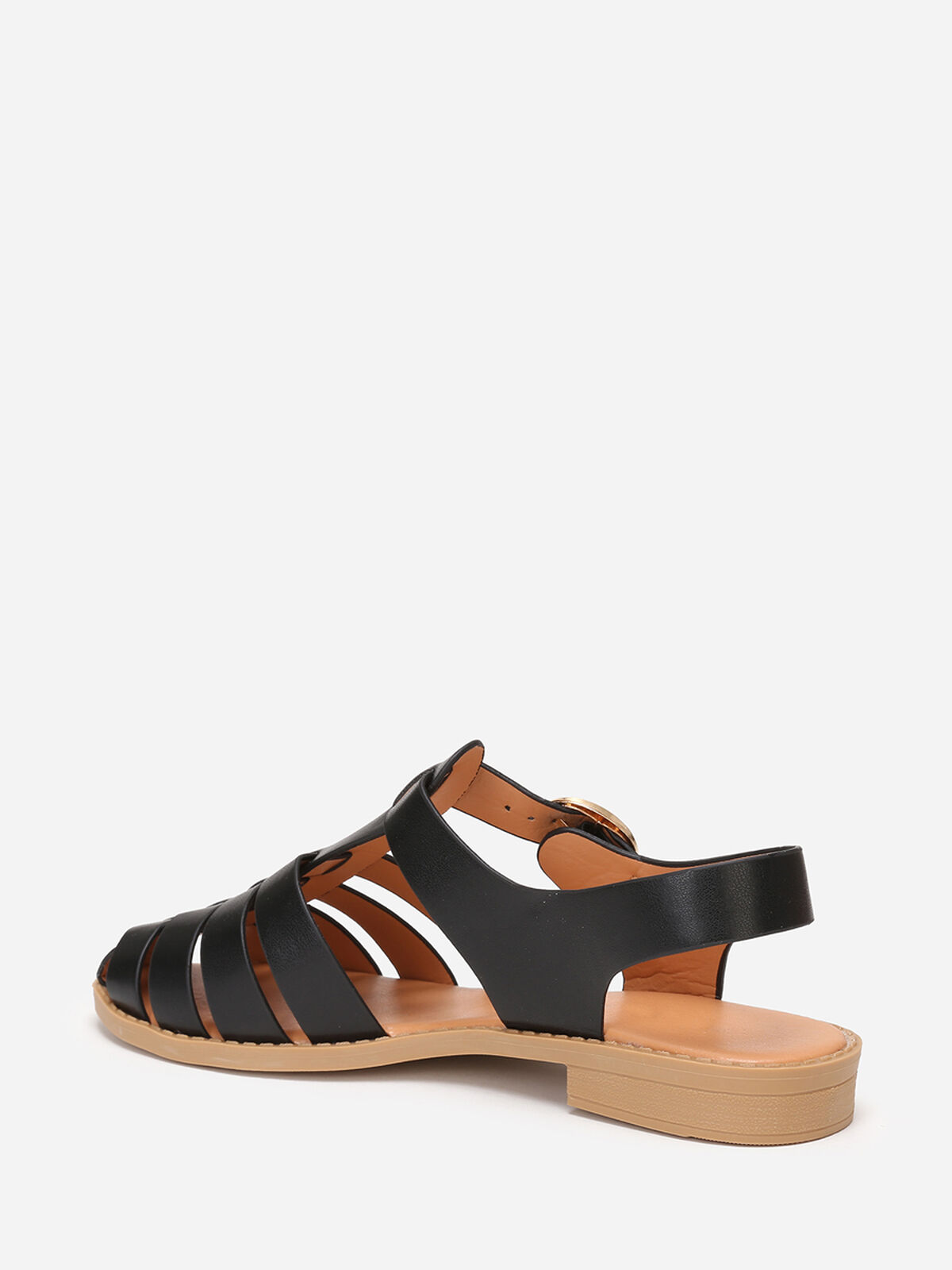 Sandales multi-brides à petit talon- Noir