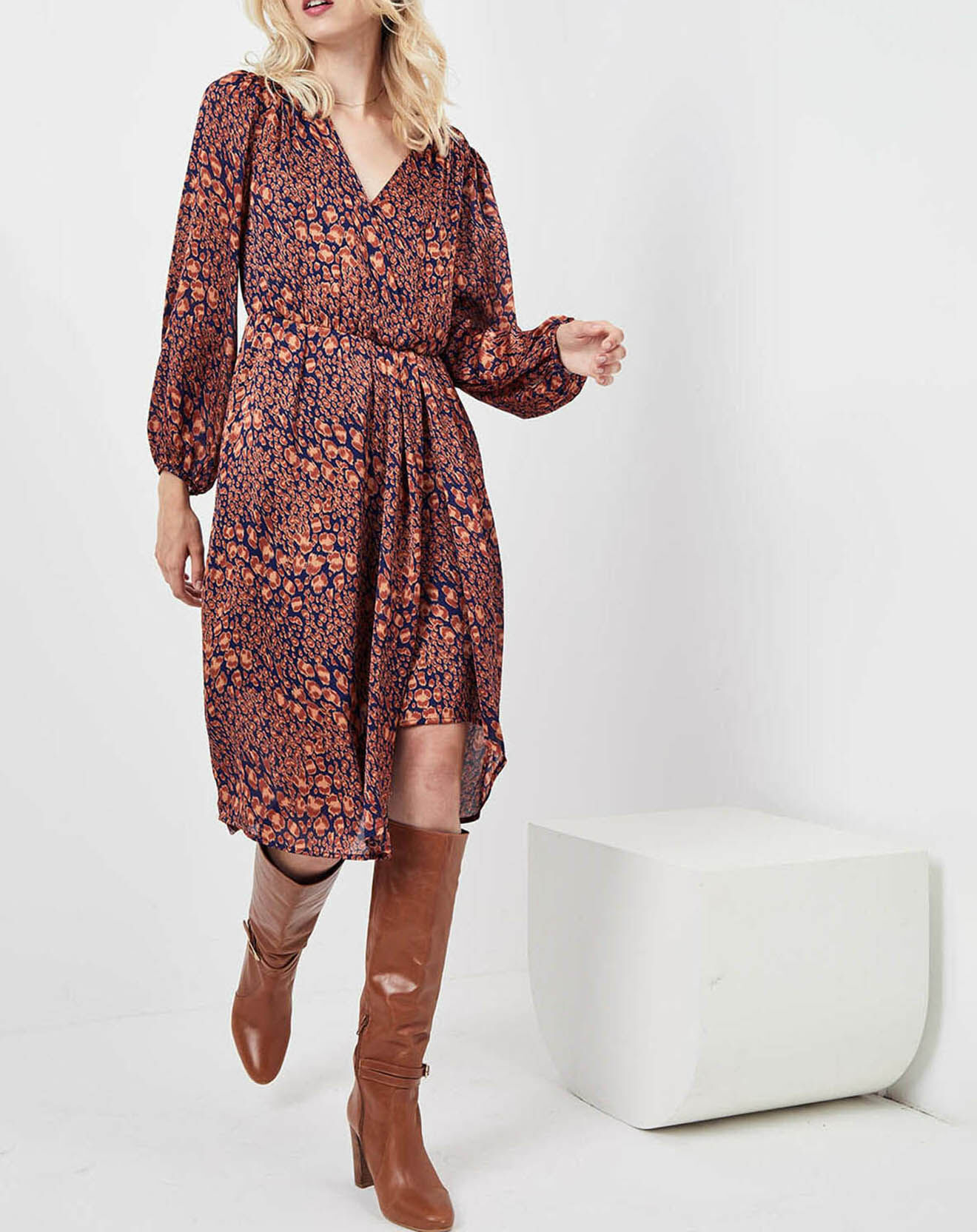 See u Soon Robe Rose imprimée brique/bleu marine