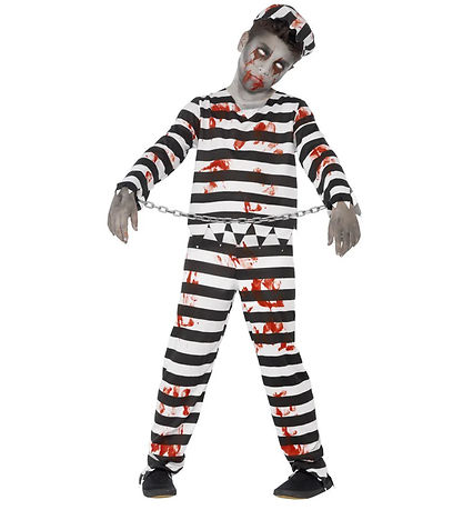 Smiffys Kostüm - Zombie-Sträfling - Schwarz/Weiß