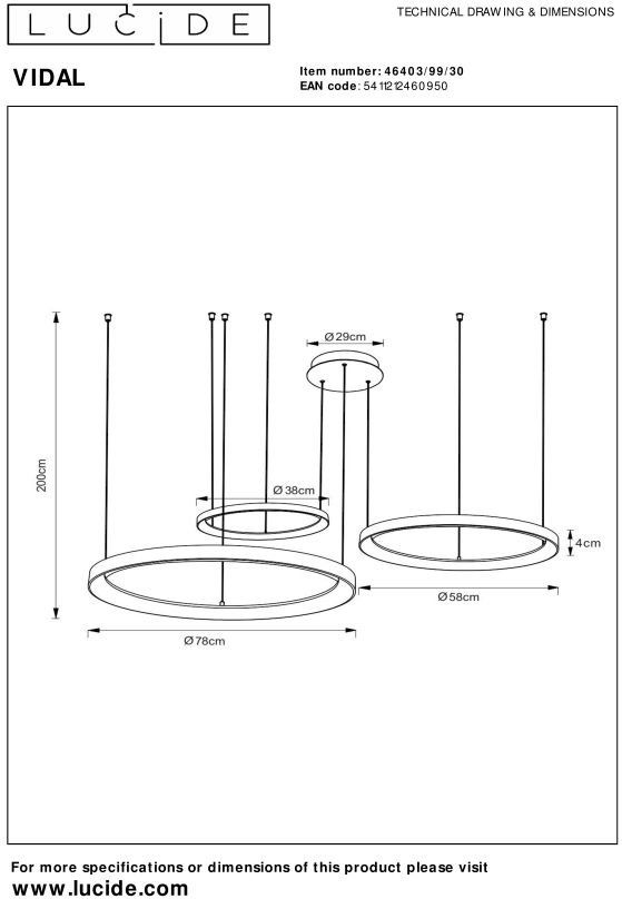 Lucide   Vidal Hanglamp