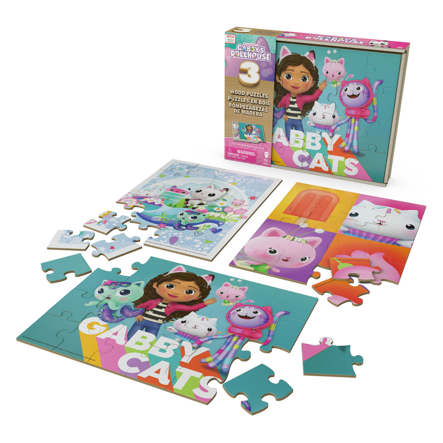 Gabby's Poppenhuis - 3-pack: Houten Puzzel