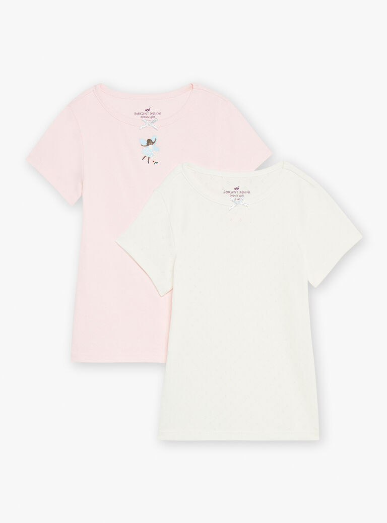 2 T-shirts écrus à motif danseuse
