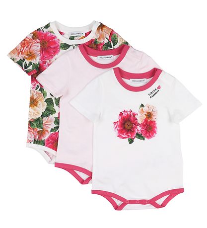 Dolce & Gabbana Gave?ske - Bodyer k/æ - 3 stk. - Hvid/Rosa