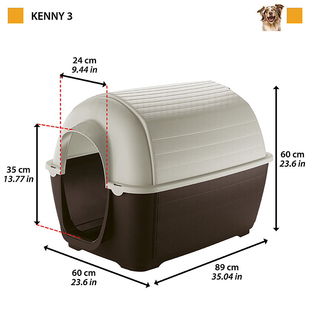 Ferplast niche d'extérieur pour chiens kenny 03, habitat pour chiens en résine thermo-plastique, résistant aux chocs et rayons uv,