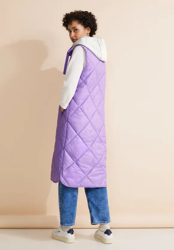 Gesteppte Long Weste - shiny lilac