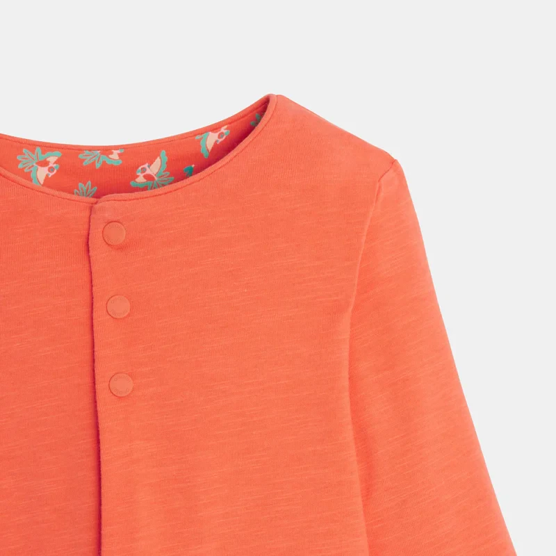 Sweat à pressions réversible imprimé orange bébé fille Orange