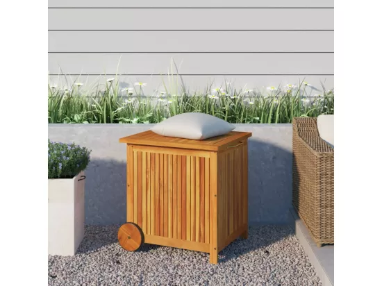 Prolenta Premium - Boîte de rangement de jardin avec roues 60x50x58 cm Bois acacia
