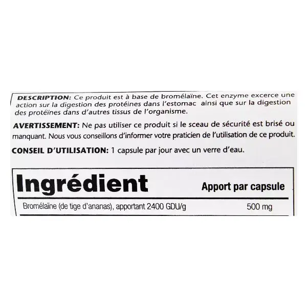 Solaray Bromelaína 500mg 60 cápsulas