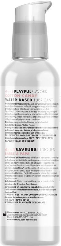 Swiss Navy - 4 in 1 Playful Flavors - Likbaar en Verwarmend Glijmiddel en Massage - Cotton Candy 118 ml