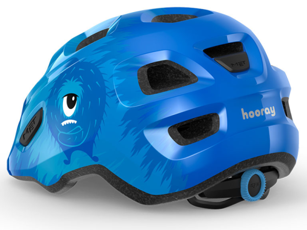 MET Hooray Green Buckle Børnehjelm, Blue Monsters