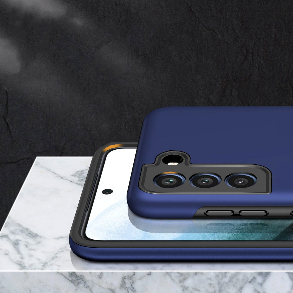 Samsung Galaxy S21 FE 5G Hybrid Hardcase Hülle   Magnetischer Kickstand Haltering - Dunkelblau (Matt)